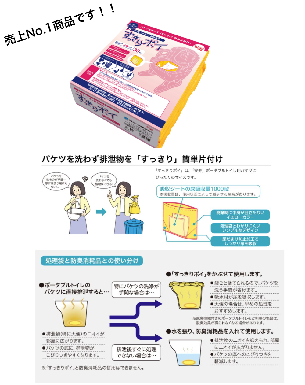 アロン化成 トイレ用処理袋 すっきりポイ 30枚入(1袋