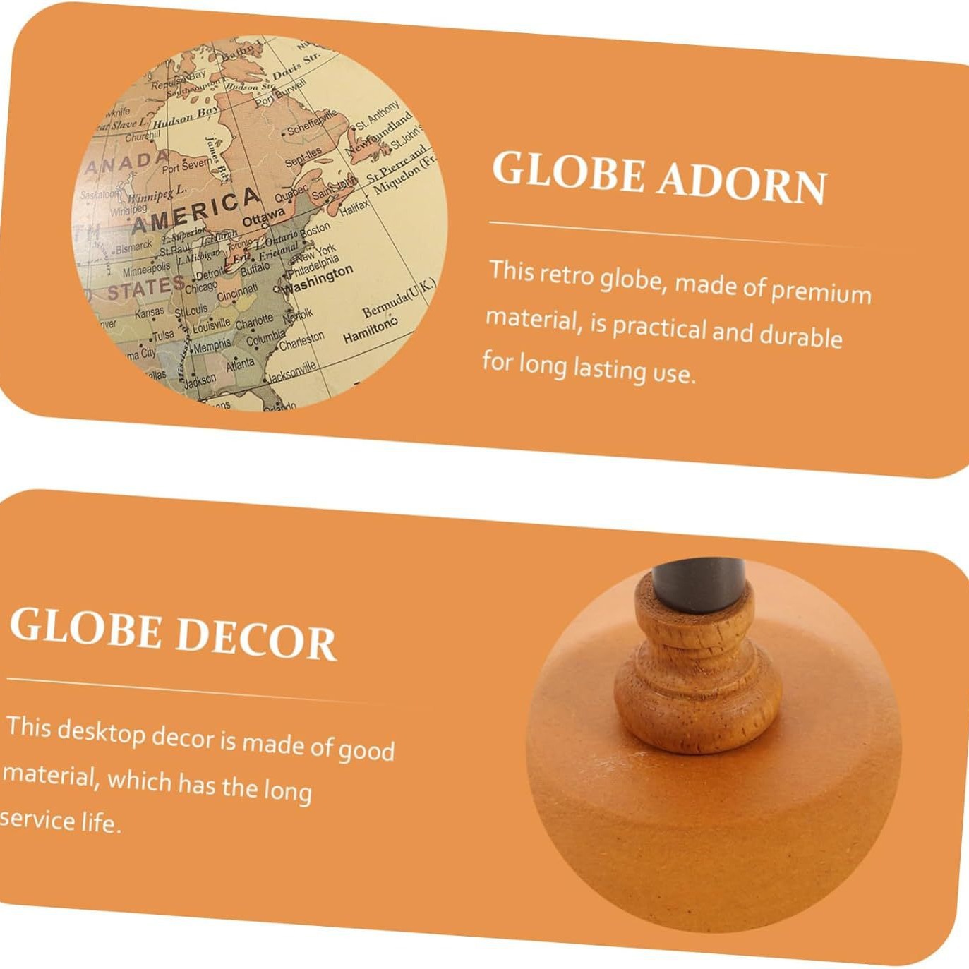 アンティーク風 地球儀 英語表記 おしゃれ 木製 インテリア コンパクト