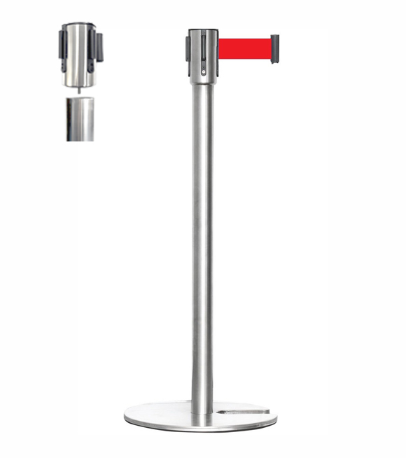 ベルトパーテーション L5-51S シルバーポール 赤 ベルト 赤色 ポール