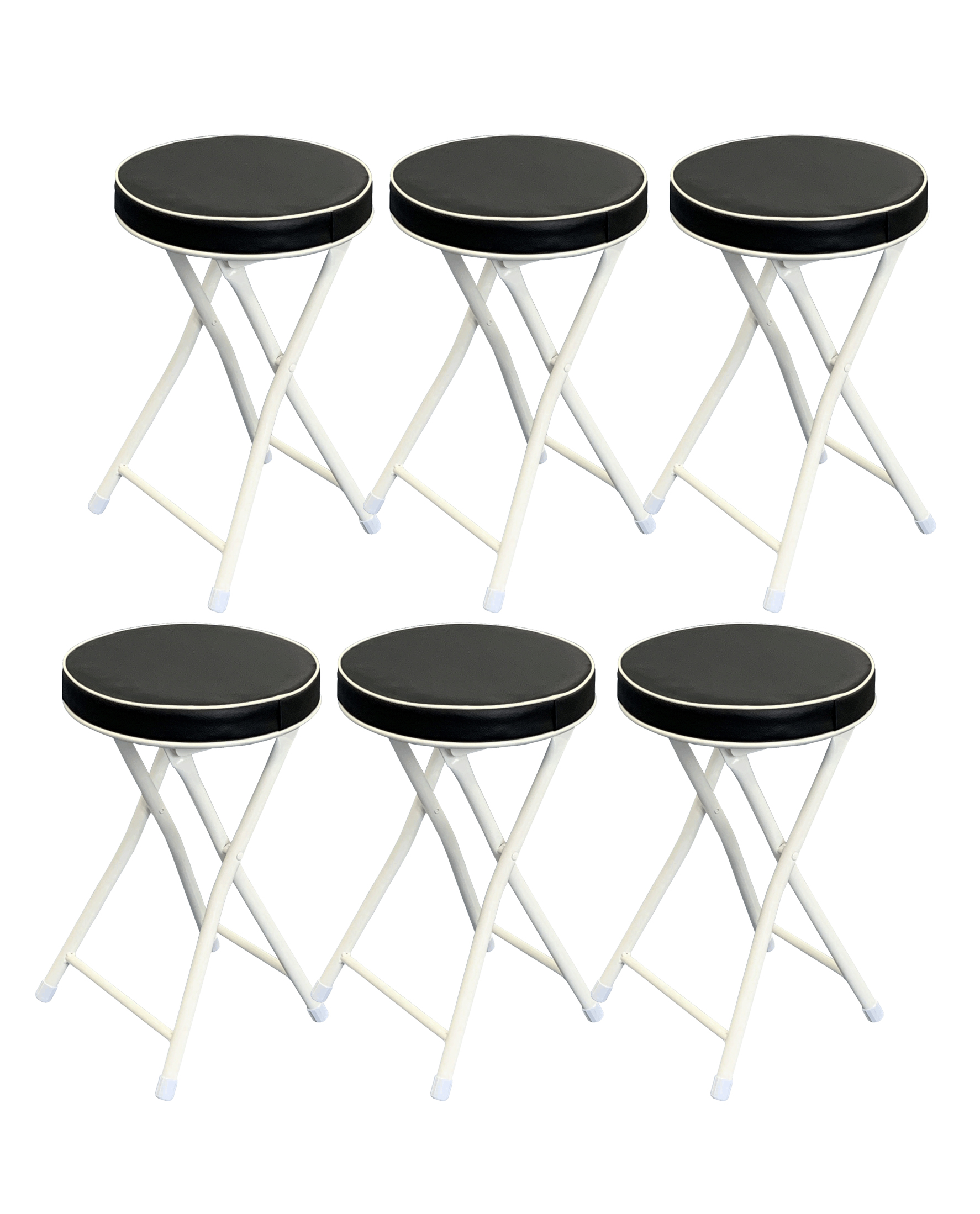 折りたたみクッションチェア YSF-7235A ブラック 背もたれなし 丸椅子