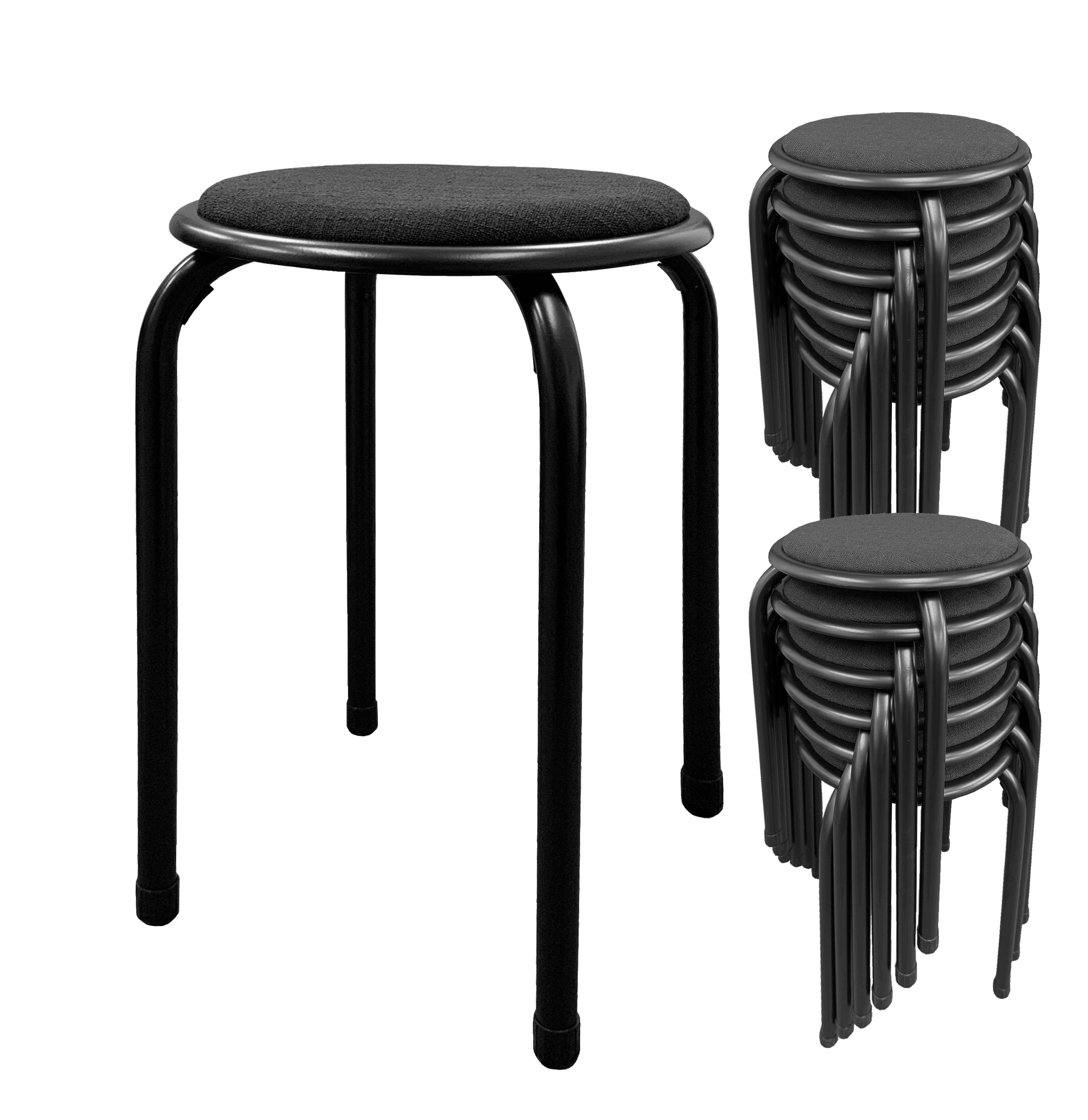 ラウンドチェア スタッキングチェア B02 布 BK ブラック クッション座