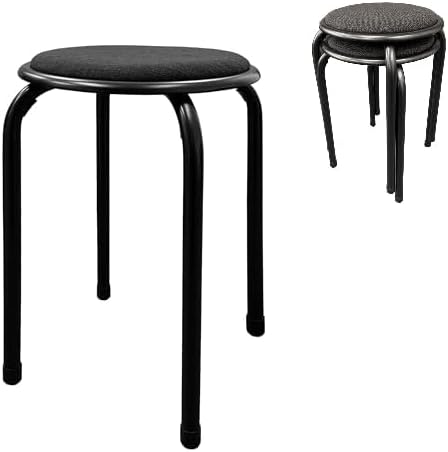 ラウンドチェア スタッキングチェア B02 布 BK ブラック パイプ椅子 丸