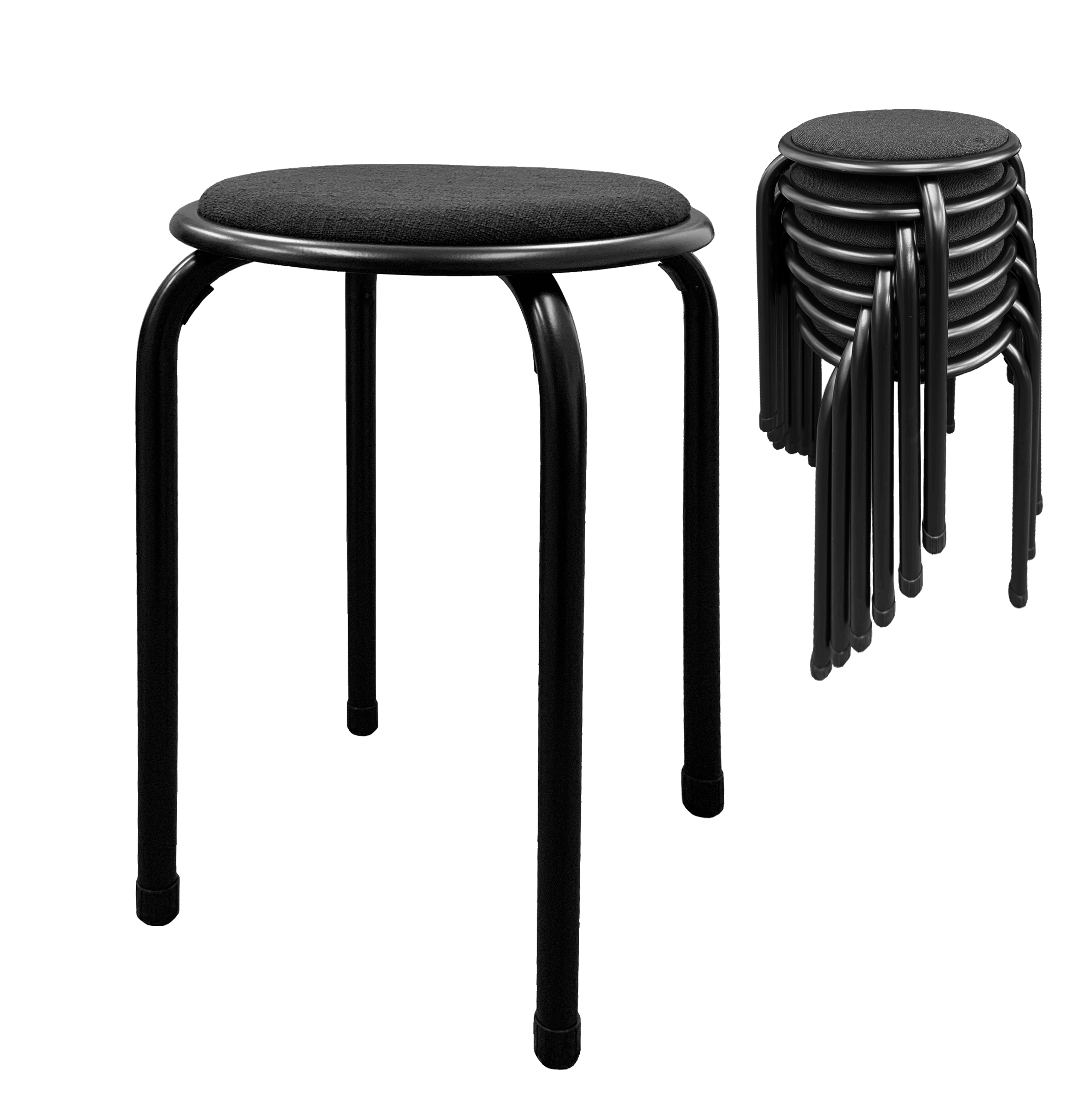 ラウンドチェア スタッキングチェア B02 布 BK ブラック パイプ椅子 丸