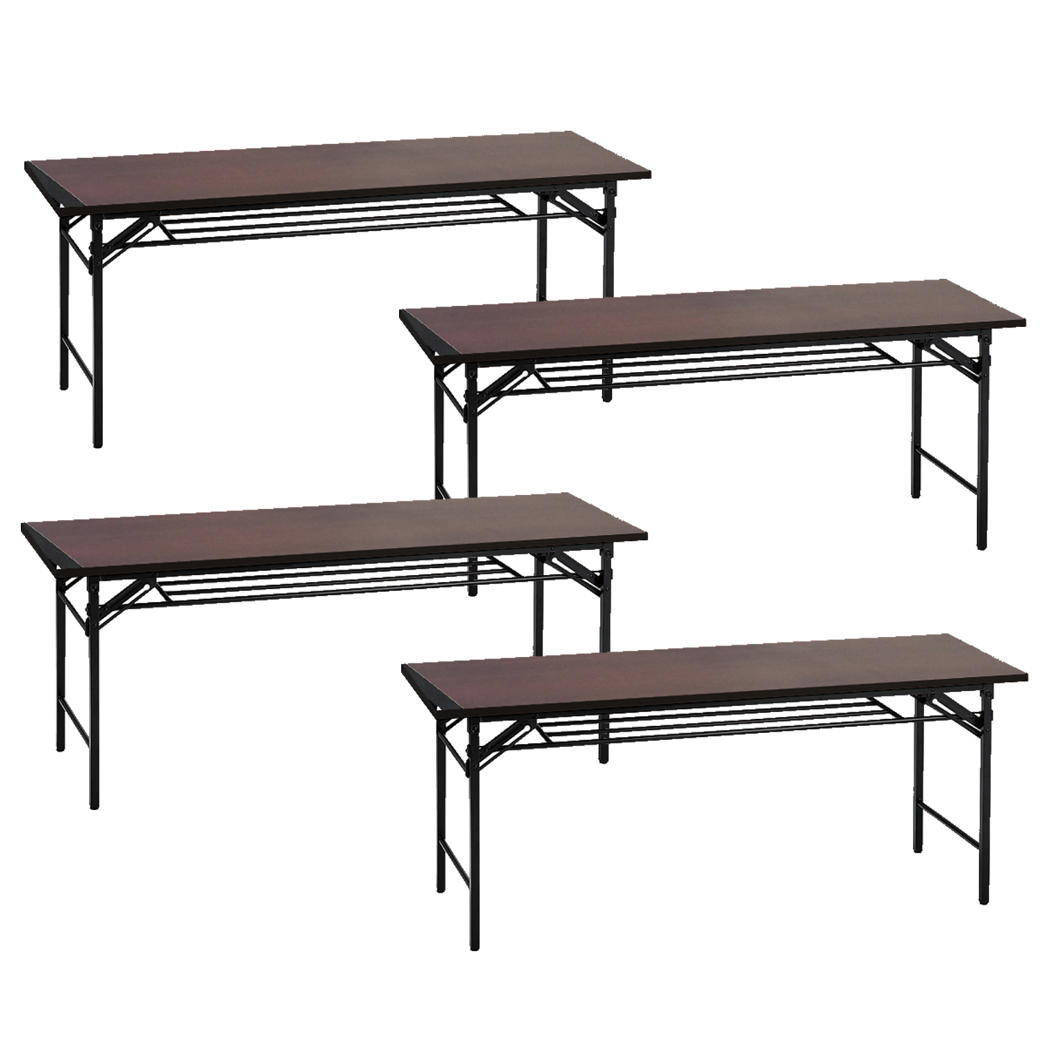 高脚 折りたたみテーブル ブラウン 幅1800×奥行450×高さ700mm 会議