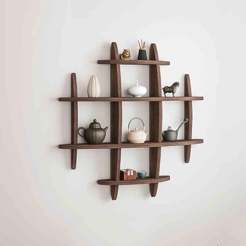ウォールシェルフ 壁掛け飾り棚 おしゃれ 木製 壁棚 丸型 珍品棚