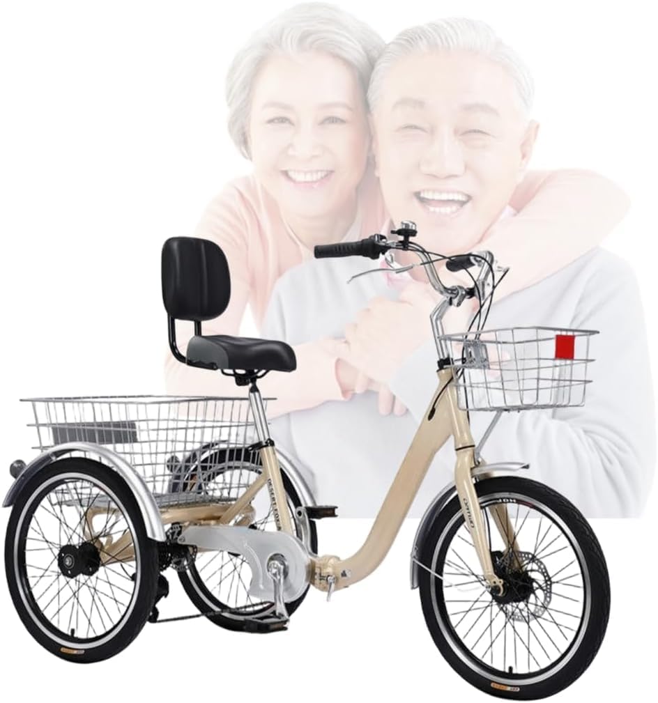 折りたたみ三輪車、高齢者用自転車、三輪クルーザー、20インチ7段変速