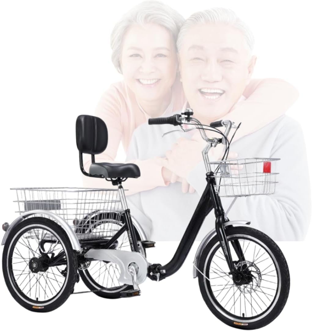 折りたたみ三輪車、高齢者用自転車、三輪クルーザー、20インチ7段変速