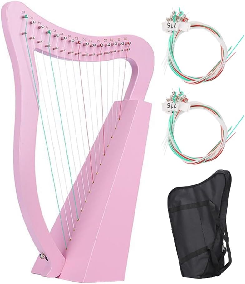 竪琴ハープ アイリッシュハープ 15弦ハープ マホガニー弦楽器