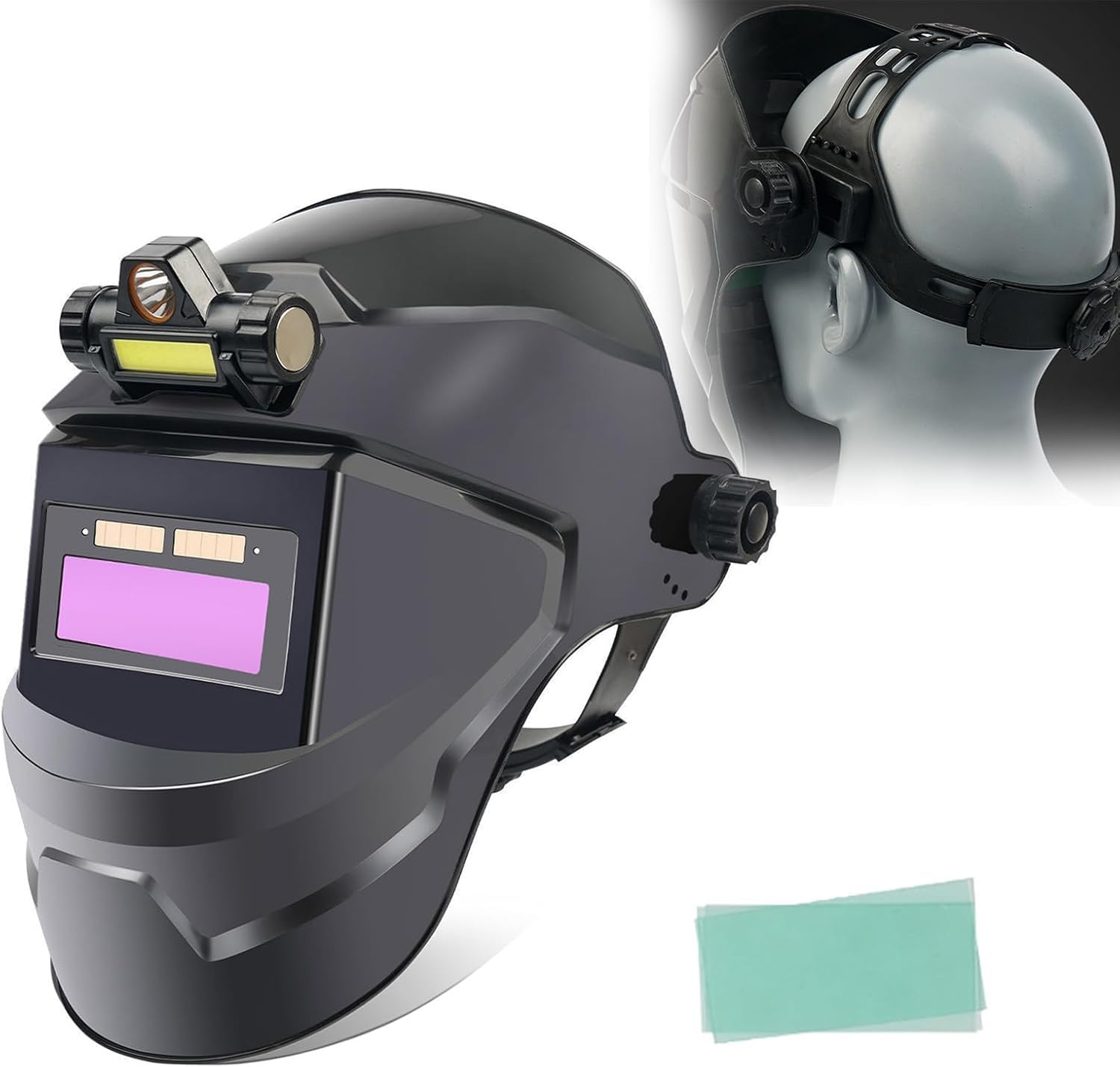 遮光溶接マスク メガネ 溶接ヘルメット ライト付き新アップグレード