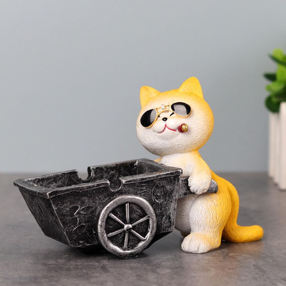 家庭用アニメの猫灰皿はかわいいデザインのセラミック大烟筒です セラミック漫画の猫の灰皿、創造的な動物の灰皿、オフィスの