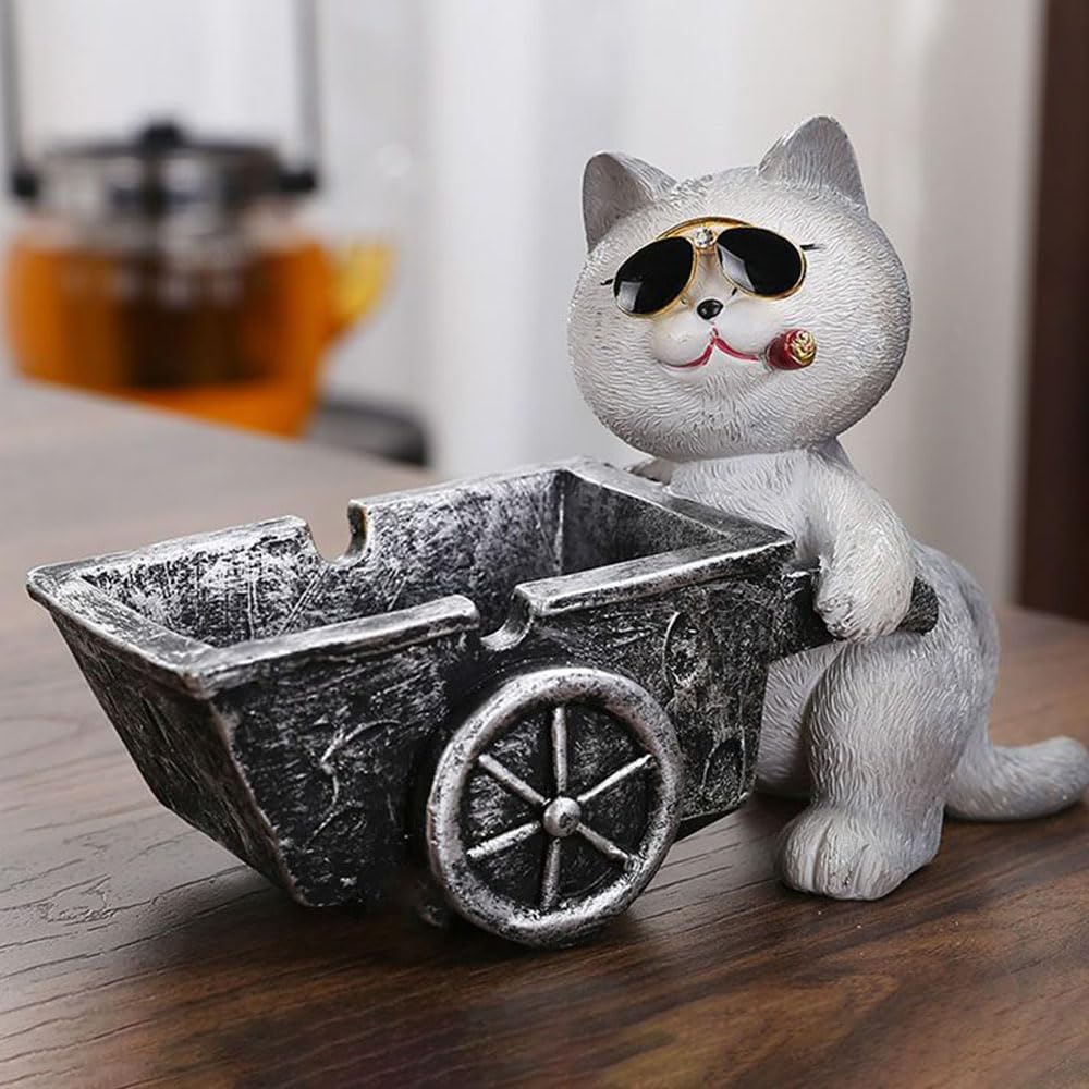 福袋 灰皿 可愛い 猫 防臭 樹脂製 オフィスの装飾用 タバコ 灰皿/家庭 業務用ごみ箱・ごみ袋