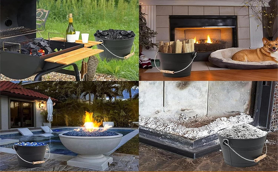 灰入れバケツ 壁炉用 灰受けバケツセット 5L 高耐熱鉄製 灰 ｜蓋