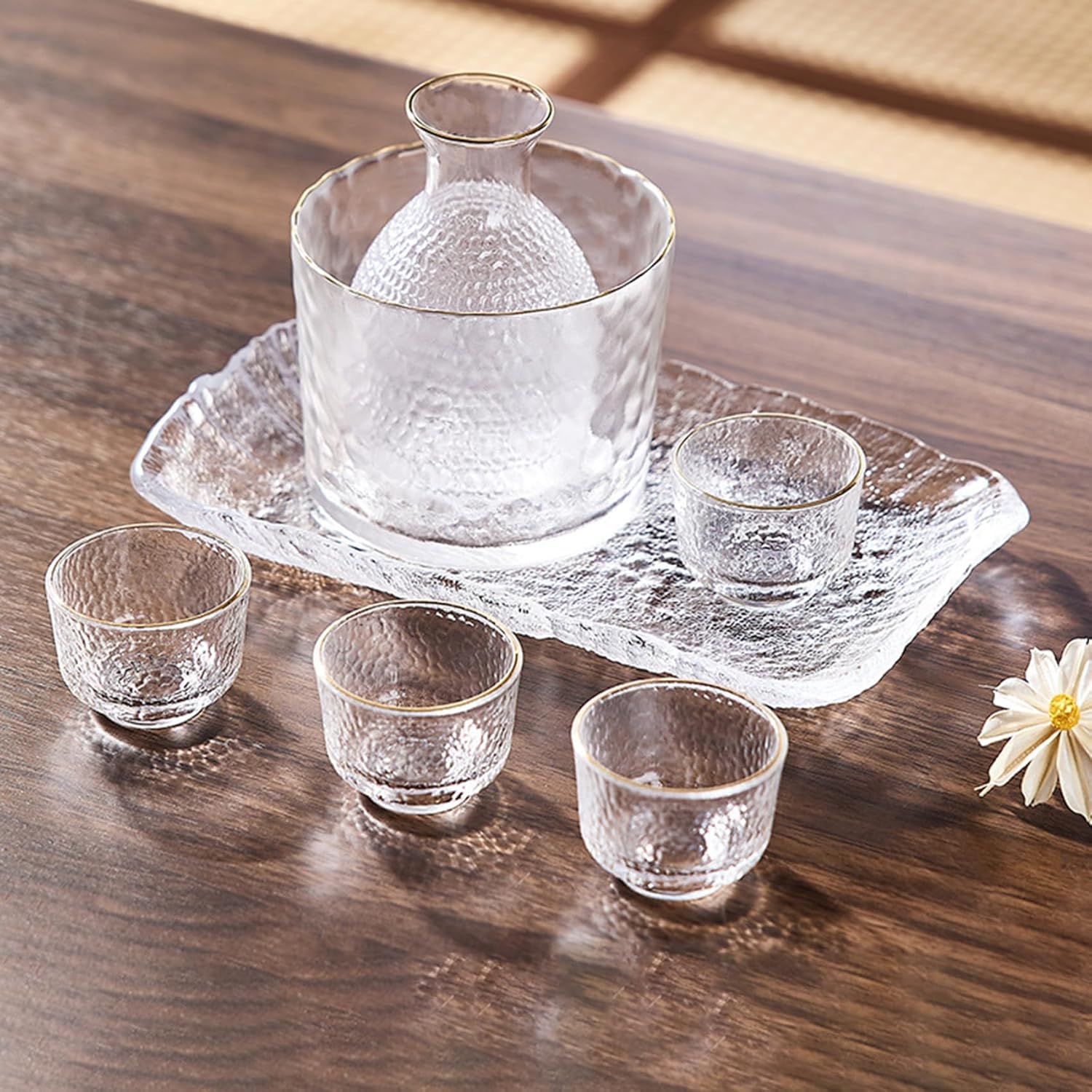 酒器セット 冷酒器 600ml+300ml+40ml*4個 日本酒 ガラスセット 冷酒
