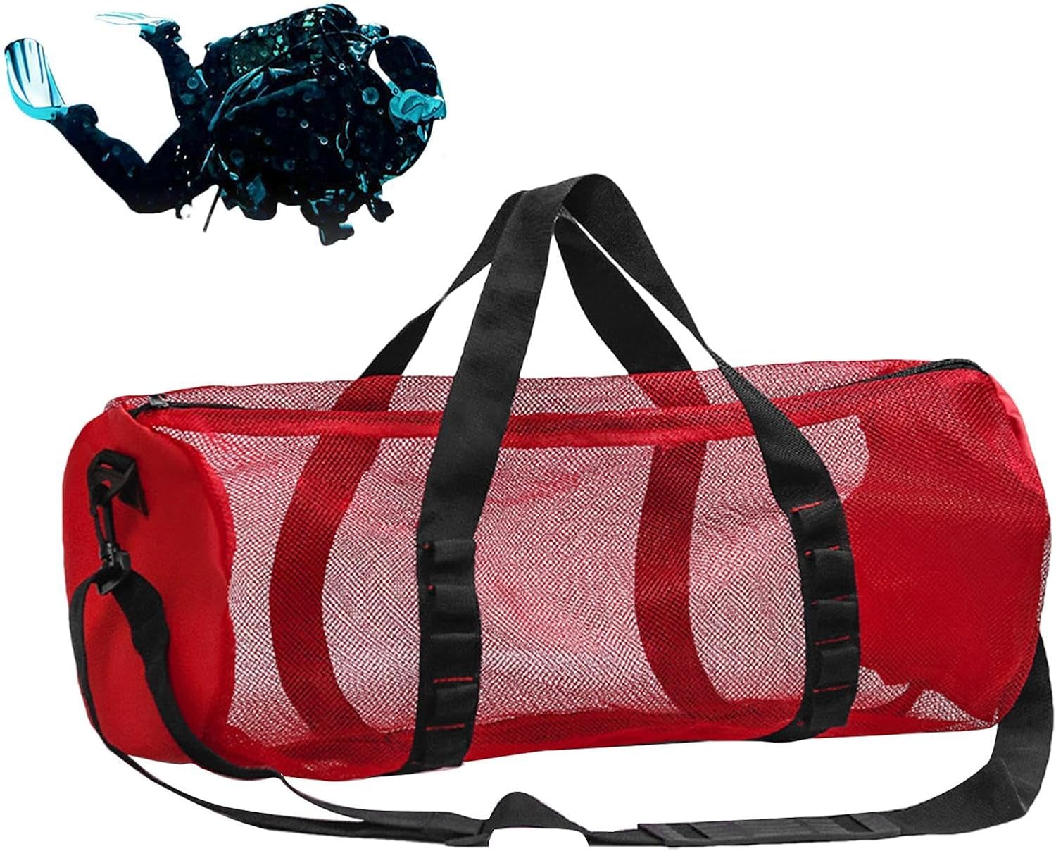 メッシュスポーツバッグ、メッシュビーチバッグ | 円筒形ギアバッグ