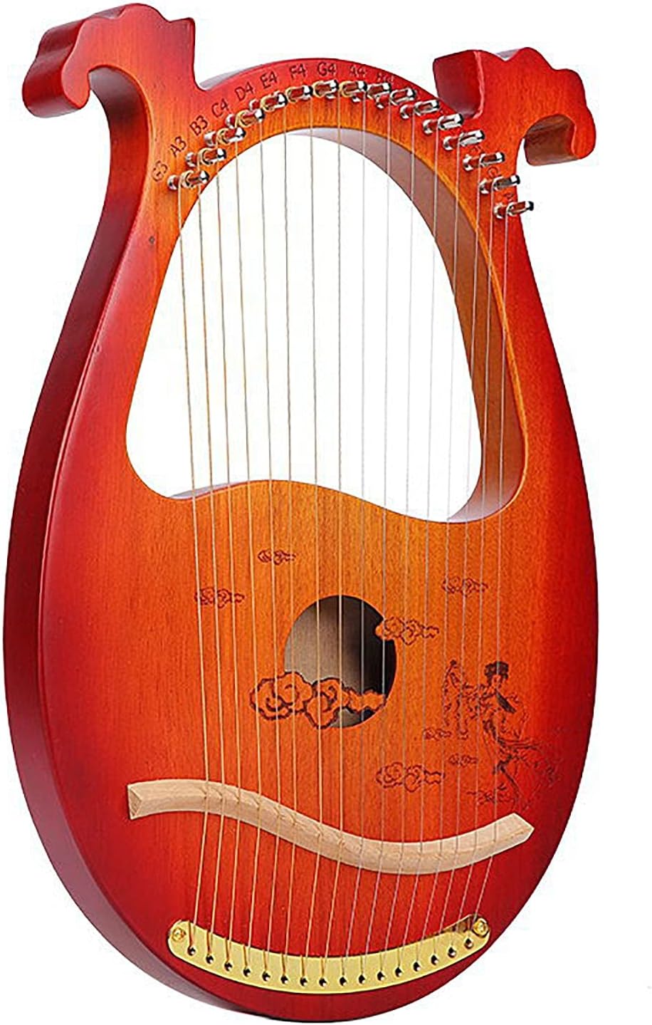 マホガニーソリッドウッドリアハープ、10/16/19チューニングレンチ