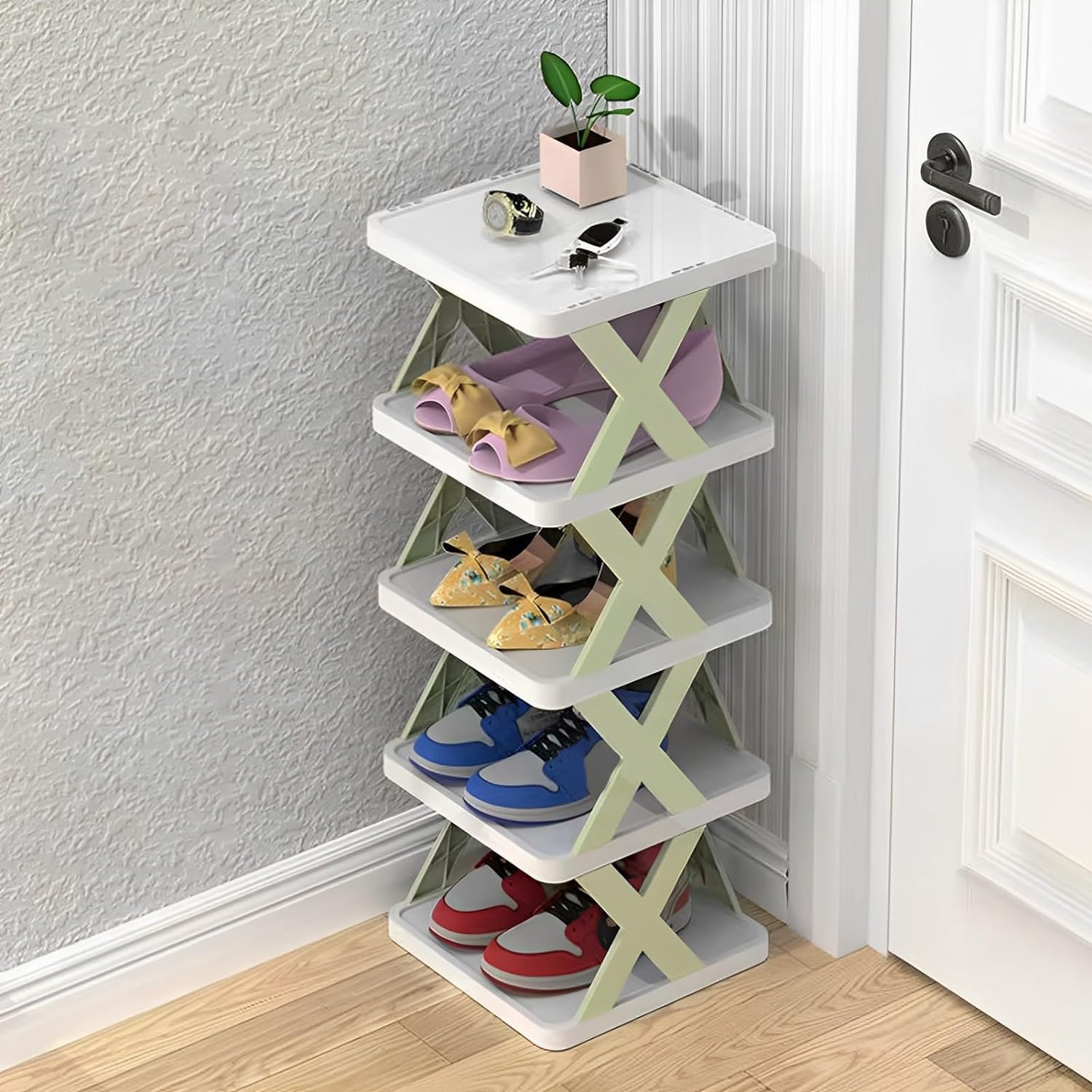 シューズラック 5段 スリム 靴収納 靴棚 省スペース 大容量 組み立て式