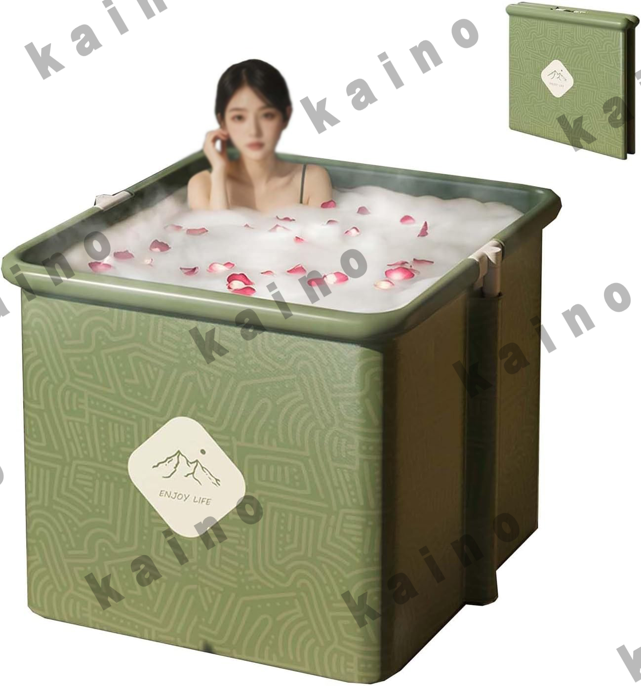 ポータブルバスタブ 四角形 折りたたみ浴槽 70*65*65cm コンパクト