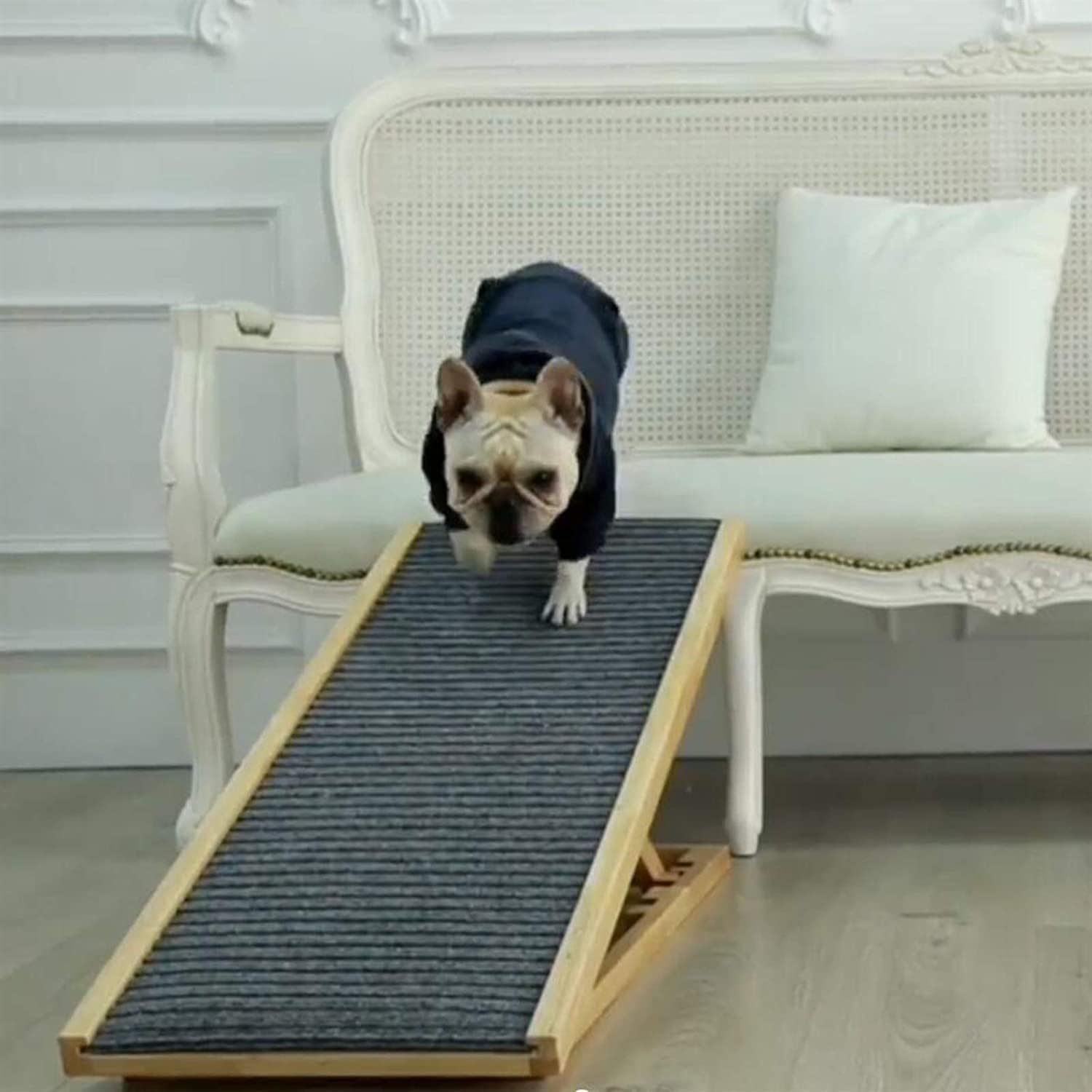 ペット用階段 犬 階段 犬用スロープ，負荷176ポンドの 背の高いベッド、ソファ、車、SUV、窓用の高さ調節可能なペット用階段 木製の折りたたみ式スロープ，ペッ