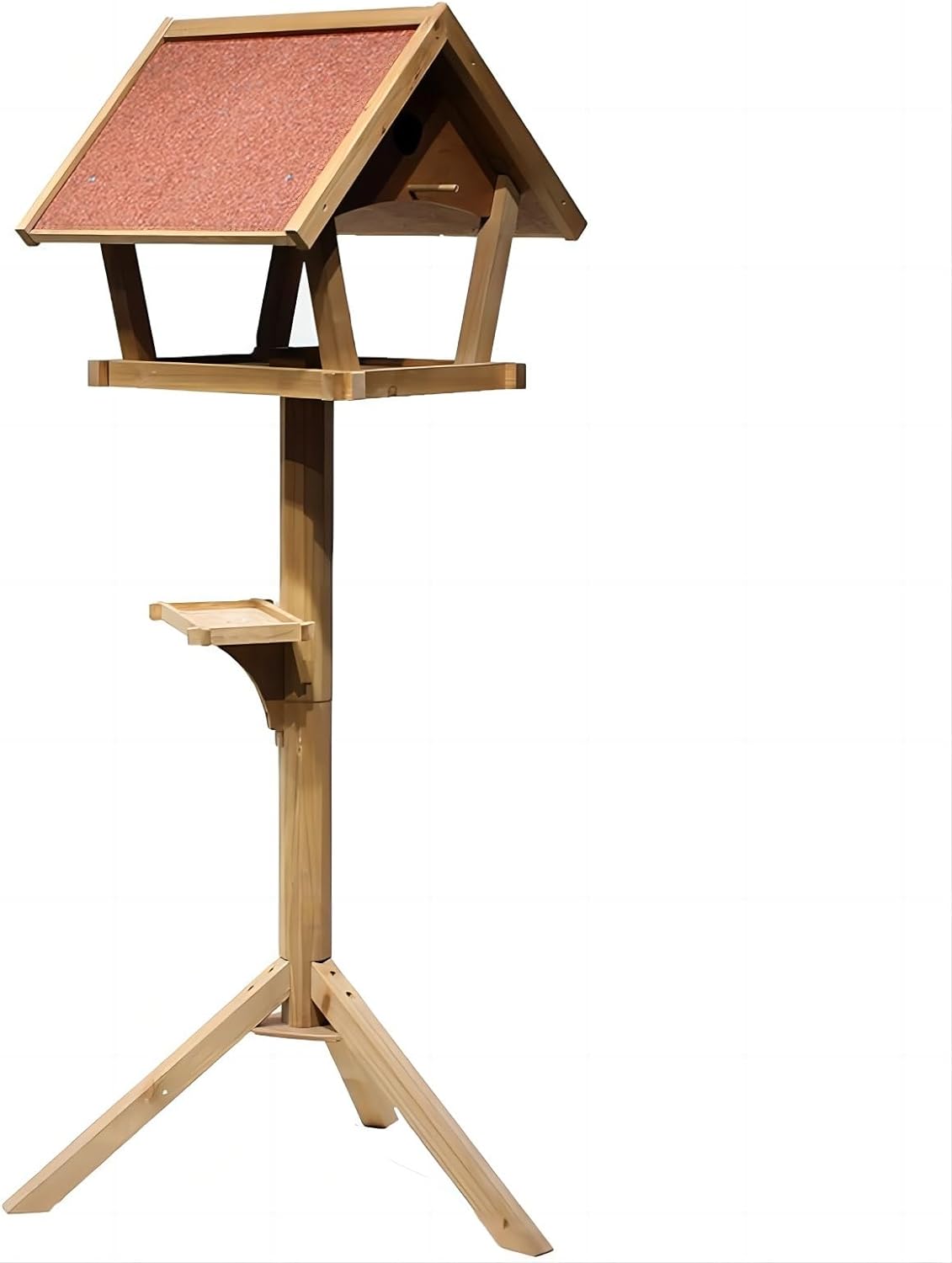 野鳥の餌台 木製屋外バードフィーダー 屋根付き 自立鳥のエサ台 鳥餌入れ 野鳥観察 高さ128cm ...