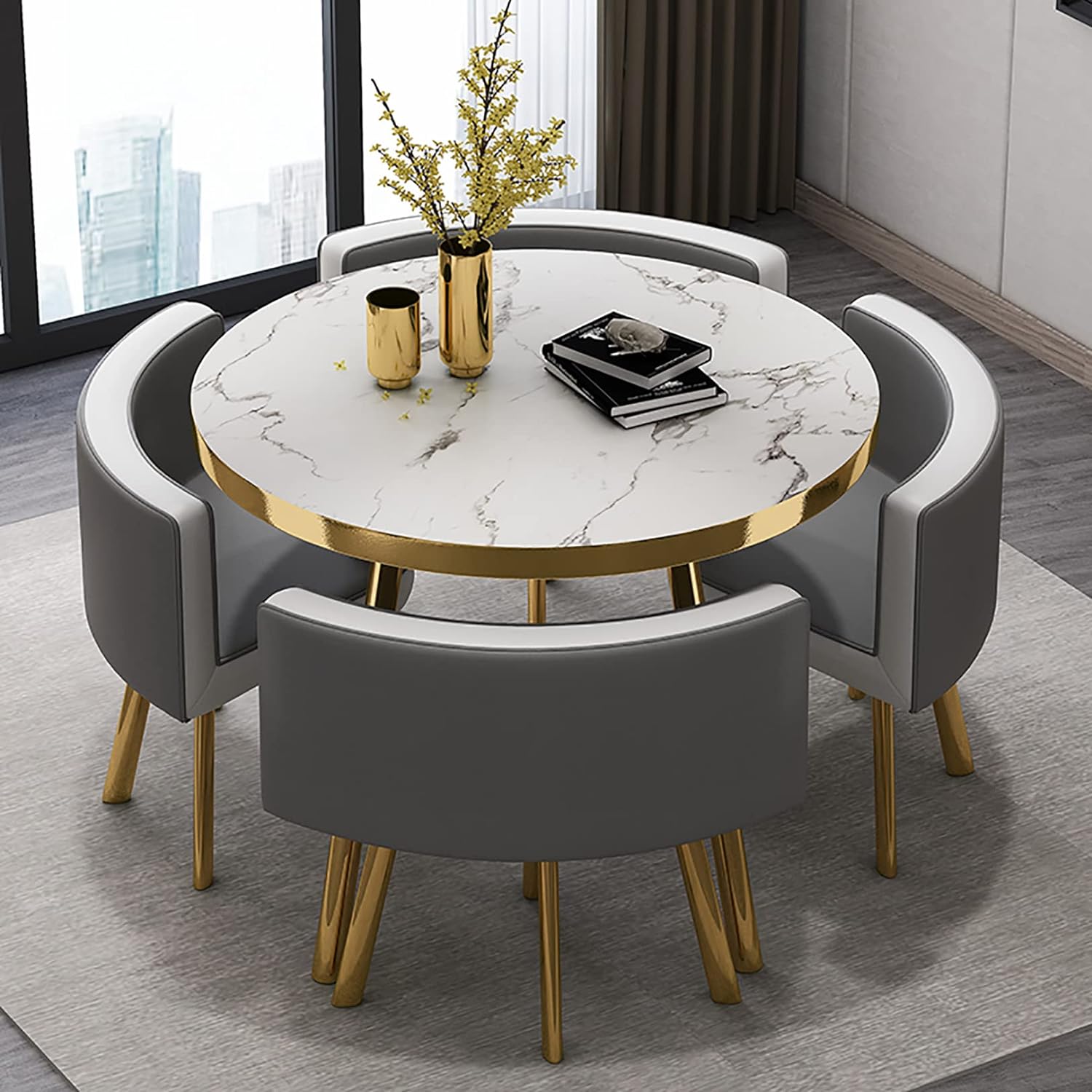 【未使用】丸型ダイニングセット 食卓セット 丸型けカフェテーブル ダイニングテーブルセット 80cm 丸テーブルセット4人用 ダイニングセット 食卓セット ダイニングルーム