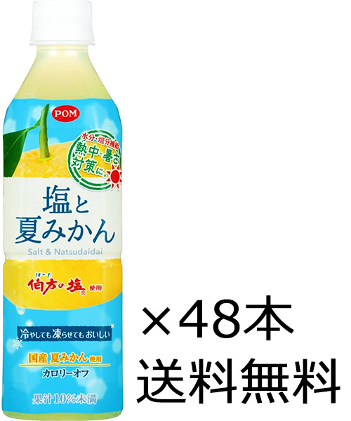 送料無料 えひめ飲料 POM（ポン）塩と夏みかん ペットボトル 490ml×48本（2ケース）※沖縄お届けのみ別途送料がかかります