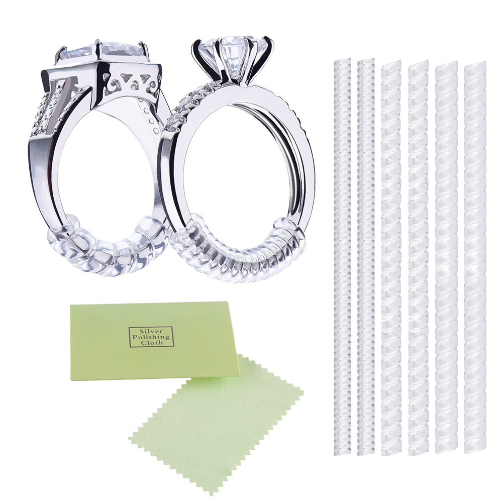 LOKIPA 指輪 サイズ調節 リングアジャスター ring adjuster リングストッパー 銀磨きクロス布付き 6本セット