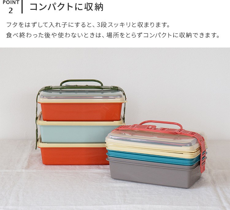 ランチボックス ワイド3段プレート4P付き ツェルト ノスタルジック お
