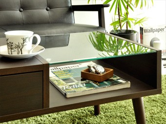 ローテーブル ガラステーブル 収納付き センターテーブル リビング