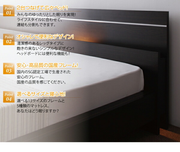 日本製 ベッド セミシングル (国産ポケットコイルマットレス付き) 宮