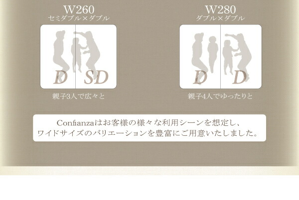 日本製 ベッド ワイドK260(SD+D) (ベッドフレームのみ マットレスなし) 連結分割式 木製｜kaitekibituuhan｜15