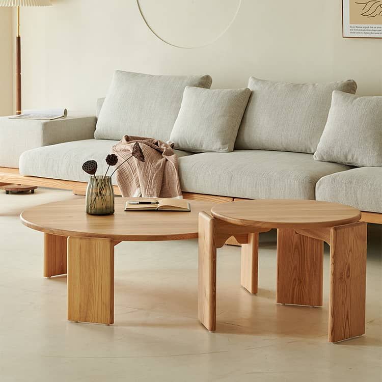 幅60 80cm」センターテーブル 円形 ナチュラル アッシュ材 北欧 : 快適