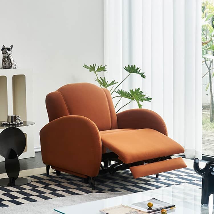 リクライニングソファ パーソナルチェア スエード 電動 オレンジ