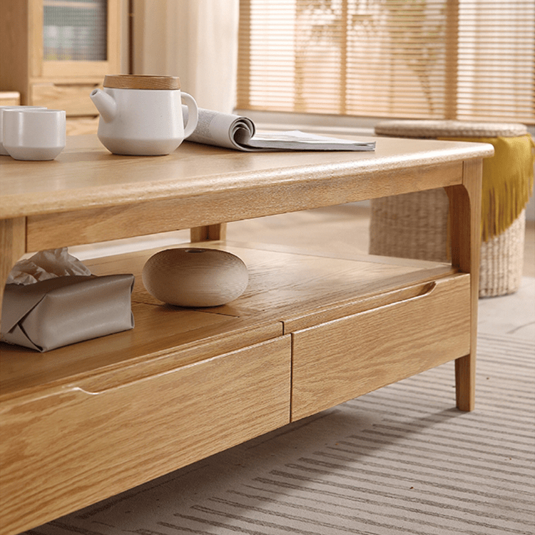 幅120m」センターテーブル ローテーブル 収納 引き出し オーク材 天然