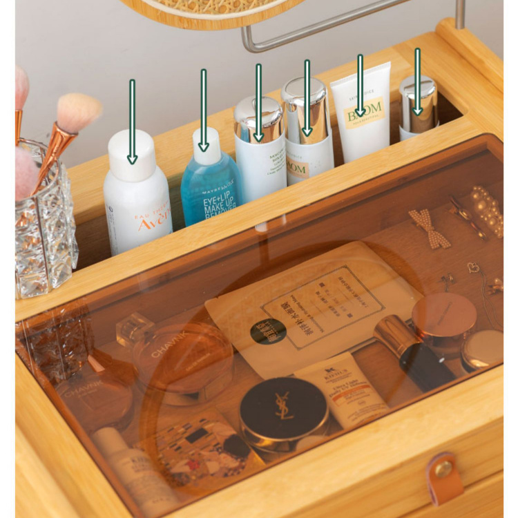 ドレッサー かがみ 収納 化粧台 寝室 コンパクト 北欧 メイク台 竹製