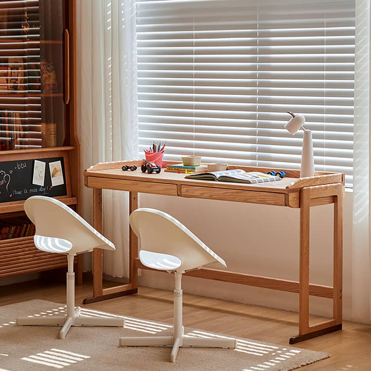 幅85 125 145cm」テーブル デスク 昇降 学習机 収納 ナチュラル 無垢材