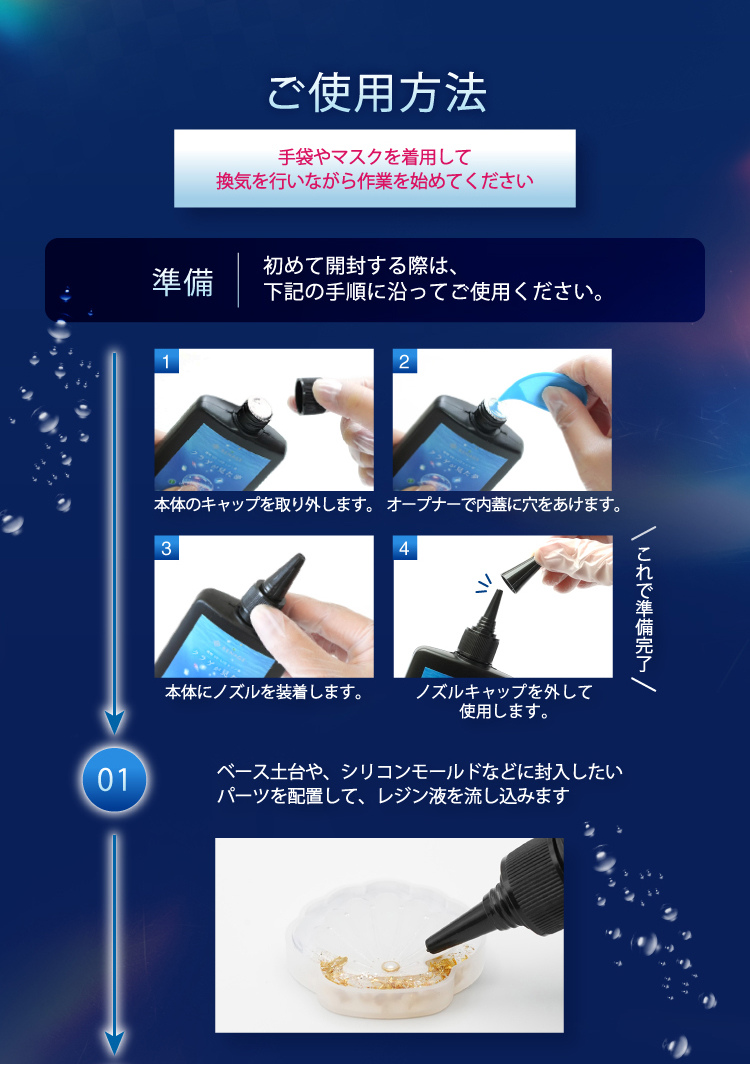レジン液 3本＋おまけ付き レジン ハード 大容量 125g 透明 低粘度 中