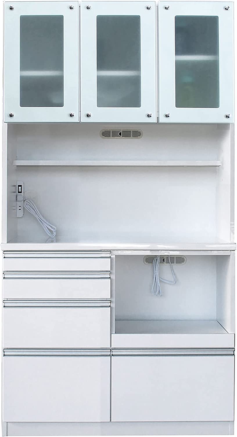 食器棚　カップボード　レンジボード レンジボード 幅80 キッチンボード カップボード オリーブ 日本製 低め