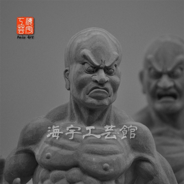 阿吽 ☆夏瑞分作 楠木興福寺形金剛力士立像阿吽セット 高さ34cm : 海