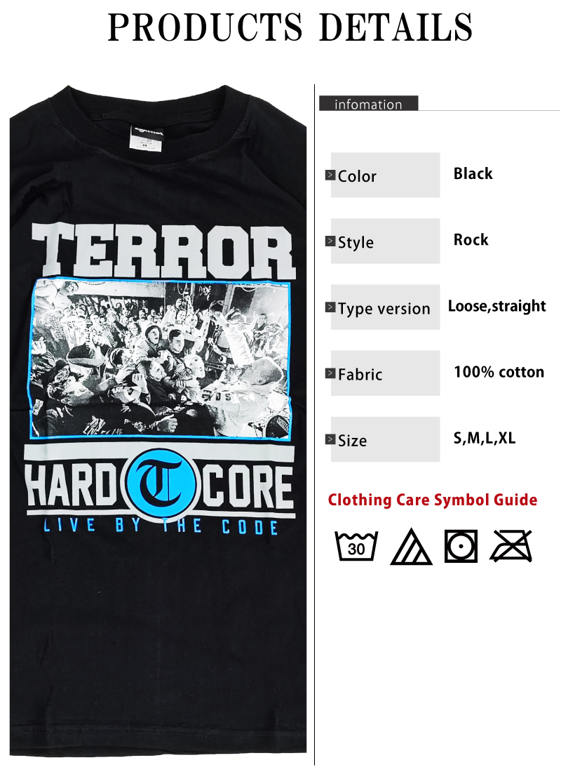 テラー TERROR Tシャツ 半袖 ロックTシャツ メンズ ブラック LIVE BY