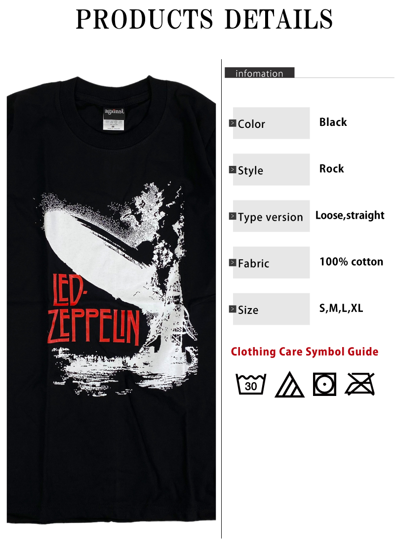 レッドツェッペリン Led Zeppelin ロックTシャツ バンドロゴ バンドTシャツ パンク 洋楽 オーバーサイズ バンドTシャツ  ロックファッション かっこいい バンT