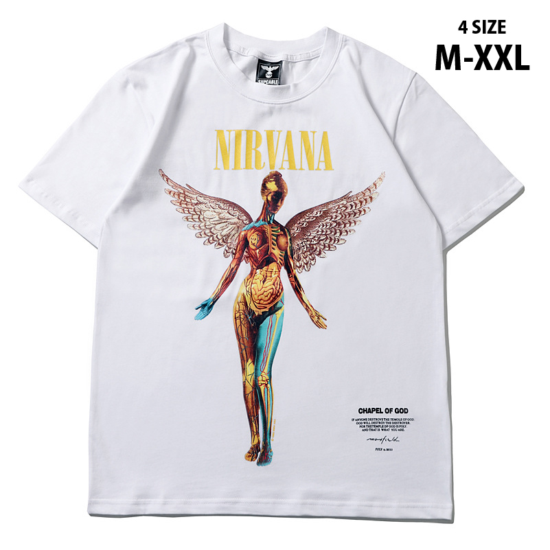 ニルヴァーナ Nirvana ニルバーナ ロックTシャツ プリント ストリート ラウンドネック メンズ バンドTシャツ ロックファッション かっこいい | 