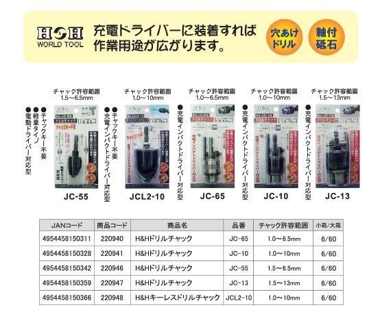 業務用10個セット) H＆H ドリルチャック/先端工具 〔電動ドライバー