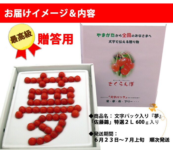 さくらんぼ 佐藤錦 送料無料 サクランボ 山形 夢 LA (A-000) 600g 手詰め 贈答用 訳あり ギフト 父の日 佐藤N 山形産 農家直送  :satou-yume-8400-u:花ギフト山形産果物野菜花樹有 - 通販 - Yahoo!ショッピング