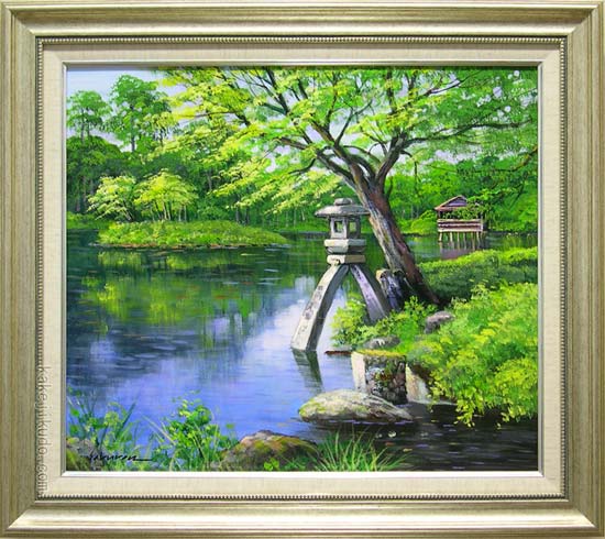 「秋の兼六園」F10 油絵 絵画 風景画 油彩画 額縁 原画 絵画 油絵 兼六園 （小池三郎） 【肉筆】【油絵】【日本の風景】【10号
