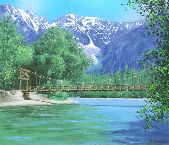 「上高地」 大山功 肉筆油絵 絵画 油絵 上高地 （大山功） 【海・山】【肉筆】【油絵】【日本の風景