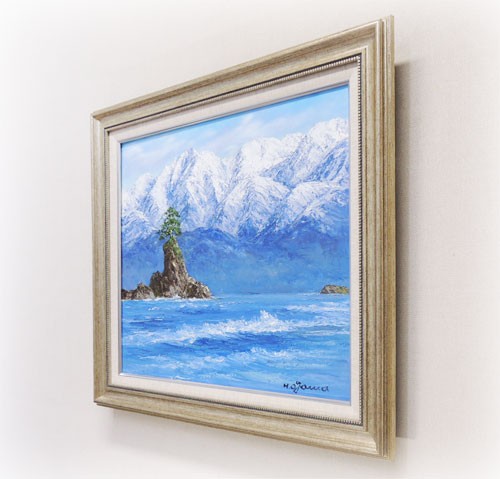 絵画 油絵 雨晴海岸 （小川久雄） 【海・山】【肉筆】【油絵】【日本の