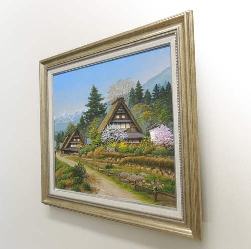 絵画 油絵 富山県五箇山 （四方道夫） 【海・山】【肉筆】【油絵