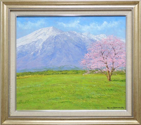 絵画 油絵 岩手山の桜 （小川久雄） 【肉筆】【油絵】【桜絵】【日本の