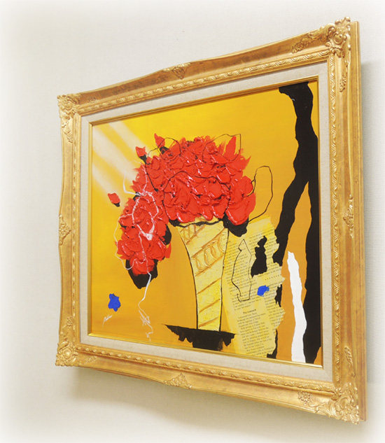 【紅薔薇】肉筆油彩画　作者不詳 a-1966situ.jpg