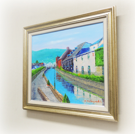 ★雪降る小樽運河・肉筆油彩画・F6キャンバス 絵画 油絵 小樽運河 （小林幸三） 【肉筆】【油絵】【日本の風景】【10